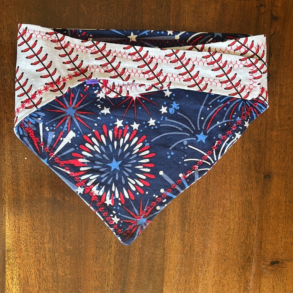 Baseball stitches dog bandanna medium